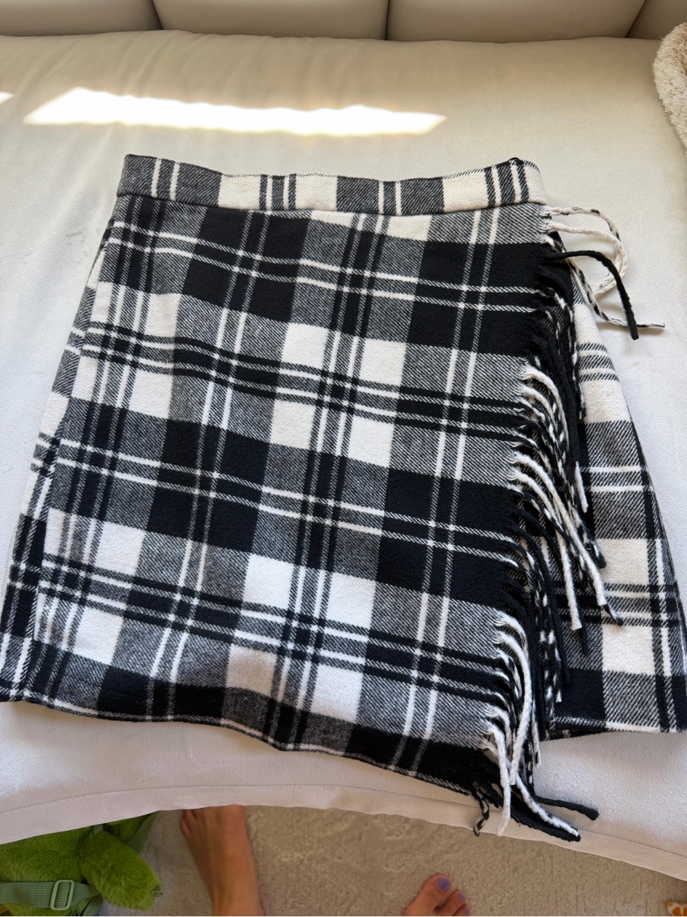 Antonio Melani Black & White Plaid Wrap Skirt (flannel style)